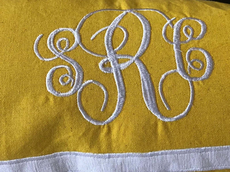 Monogrammed Lumbar Pillow Cover, Bedroom Monogram Pillow Covers, Headboard Pillow Cover, Monogram Wedding Pillow Cover(12"x40")