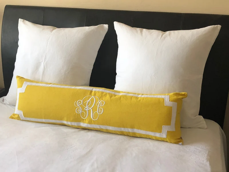 Monogrammed Lumbar Pillow Cover, Bedroom Monogram Pillow Covers, Headboard Pillow Cover, Monogram Wedding Pillow Cover(12"x40")