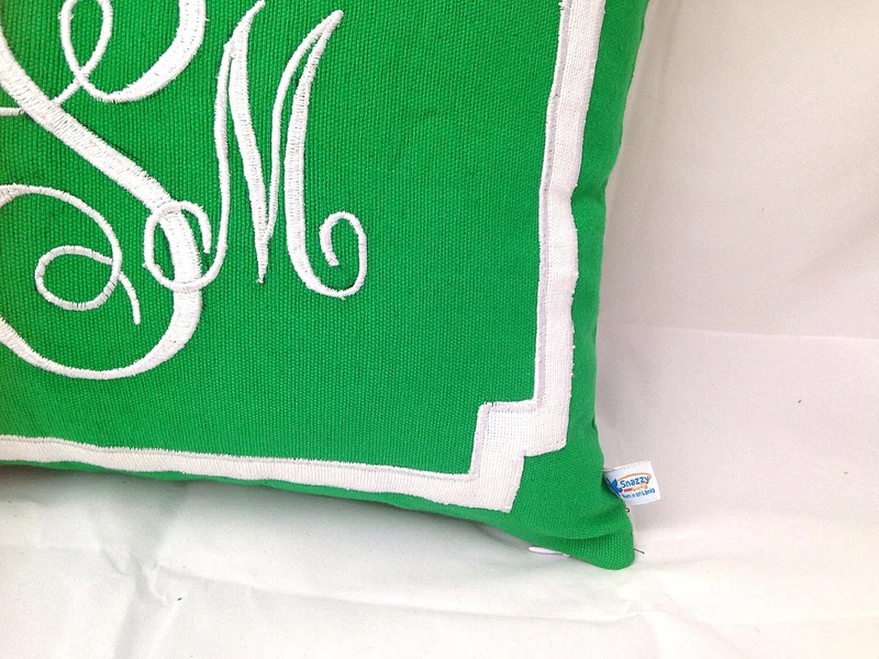 Green Lumbar Monogram Pillow covers, Green Accent Sofa Pillows, Green Couch pillows, Green Decorative Throw Pillows