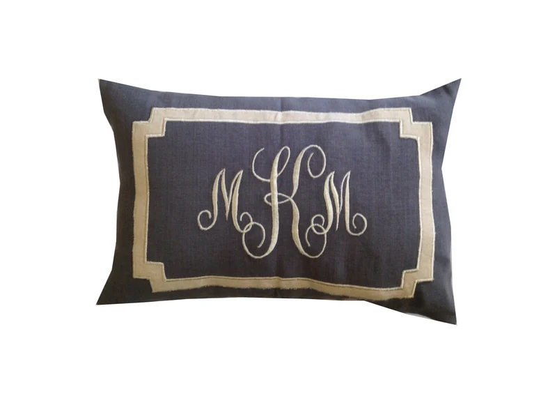 Lumbar Monogrammed Pillow Decorative Gray Throw Pillows, Monogram Throw Pillows, Couple Anniversary Gift