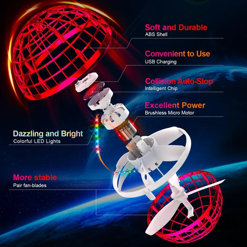 Flying Orb Ball (Blue, 2024 Upgraded) with Dazzling Lights