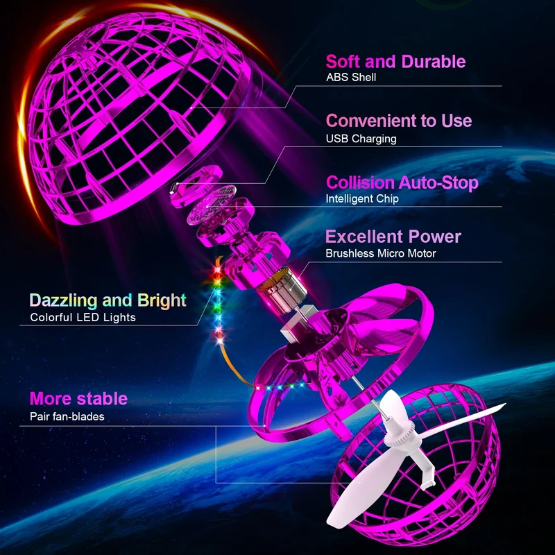 Flying Orb Ball (Blue, 2024 Upgraded) with Dazzling Lights