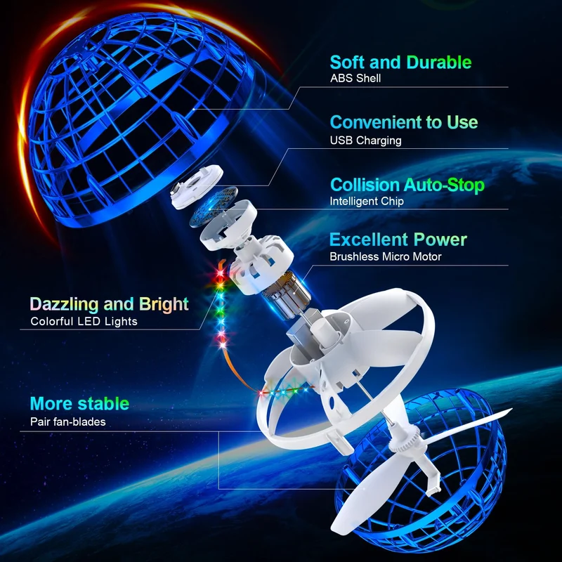 Flying Orb Ball (Blue, 2024 Upgraded) with Dazzling Lights