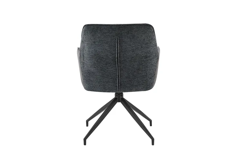 Esszimmerstuhl 2er Set JACKY / Vintage Velvet-Bouclé anthrazit / Gestell Metall schwarz / Sitzschale 360° drehbar / Esszimmerstuhl / Wohnzimmerstuhl / B 62, H 87, T 56 cm