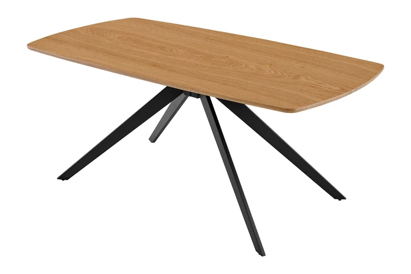Esstisch JASON / Tischplatte in Eiche natur, Spinnenfußgestell in schwarz / Echtholzfurnier & abgerundete Kanten / Esszimmertisch / Küchentisch / Maße: 160 x 90, H 75 cm