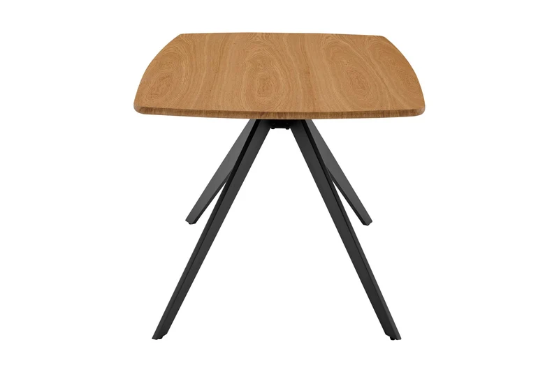 Esstisch JASON / Tischplatte in Eiche natur, Spinnenfußgestell in schwarz / Echtholzfurnier & abgerundete Kanten / Esszimmertisch / Küchentisch / Maße: 160 x 90, H 75 cm