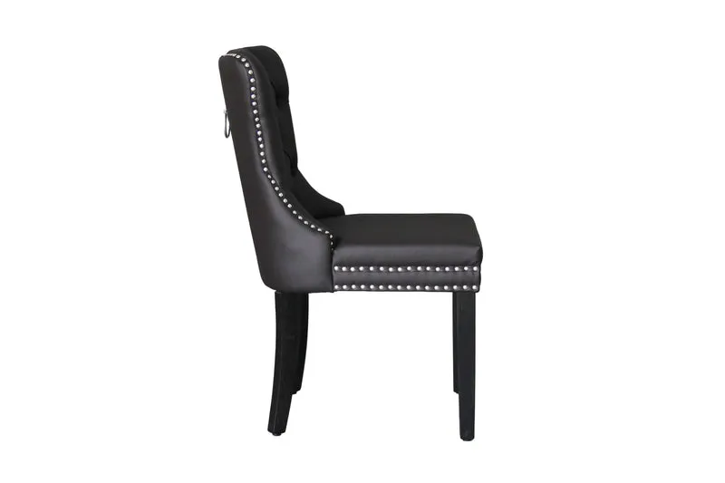 Esszimmerstuhl 2er Set DOMINO / Kunstleder dunkelbraun / Gestell Massivholz schwarz / B 48,5, H 93, T 61 cm