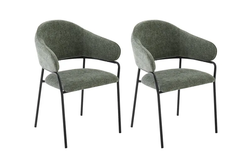 Stuhl 2-er Set CURVE / Webstoffbezug in dunkelgrau, dunkelgrün oder taupe, Gestell in schwarz / Esszimmerstuhl / Küchenstuhl / Maße: B 60 x H 86 x T 58 cm