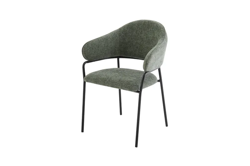 Stuhl 2-er Set CURVE / Webstoffbezug in dunkelgrau, dunkelgrün oder taupe, Gestell in schwarz / Esszimmerstuhl / Küchenstuhl / Maße: B 60 x H 86 x T 58 cm