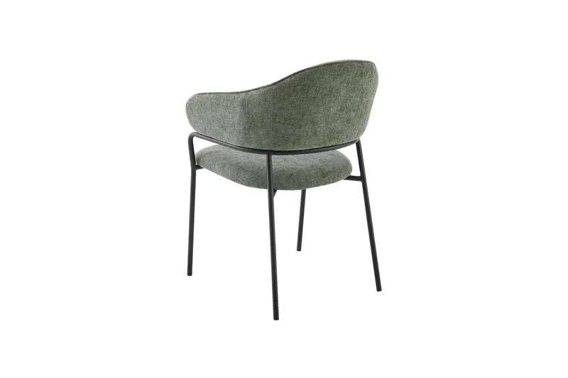 Stuhl 2-er Set CURVE / Webstoffbezug in dunkelgrau, dunkelgrün oder taupe, Gestell in schwarz / Esszimmerstuhl / Küchenstuhl / Maße: B 60 x H 86 x T 58 cm