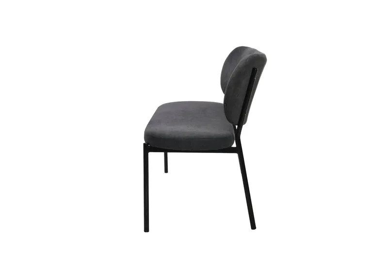 Bank JERSEY / Webstoff dunkelgrau oder / Gestell Metall schwarz / Bank mit Rückenlehne / B 160, H 82, T 62 cm