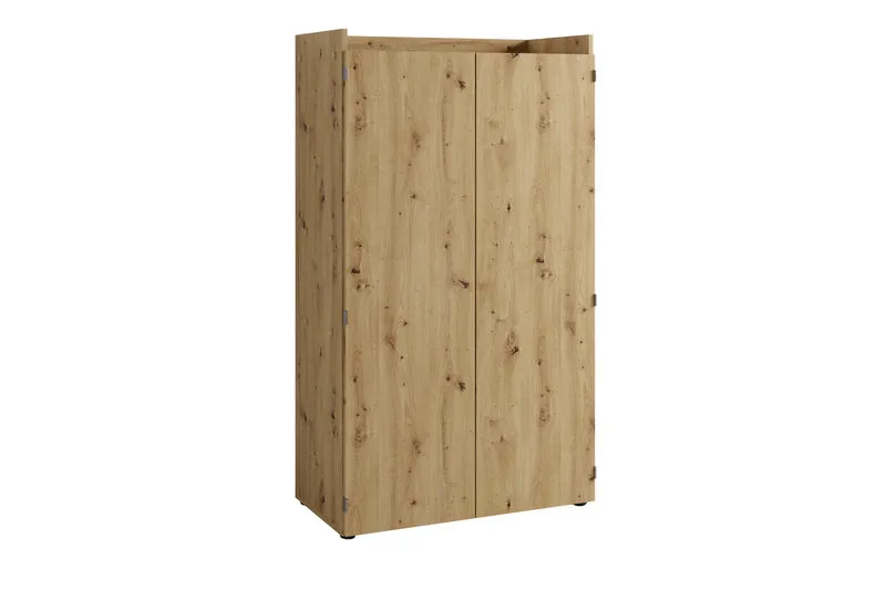 Sekretär JANNE / Sekretär matt weiß oder Artisan Eiche (Eiche-Optik) / Office-Schrank mit 2 Türen / platzsparend / Grifflos / B 80, H 141, T 40 cm