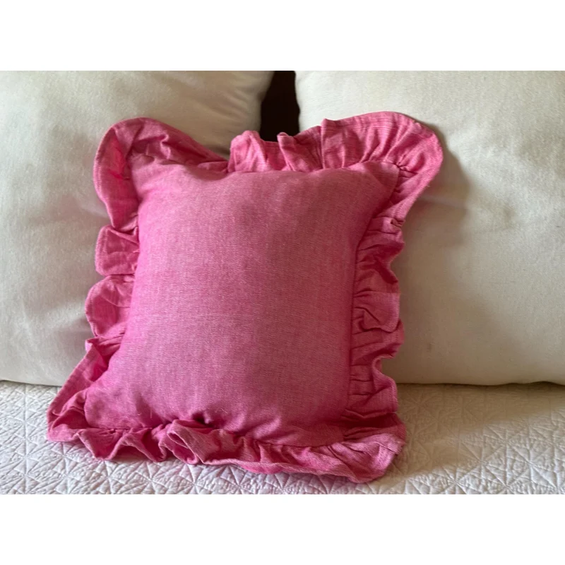Shabby Chic Baby Girl Pillow Pink Decorative Ruffled Pillow Unique Throw Pillow