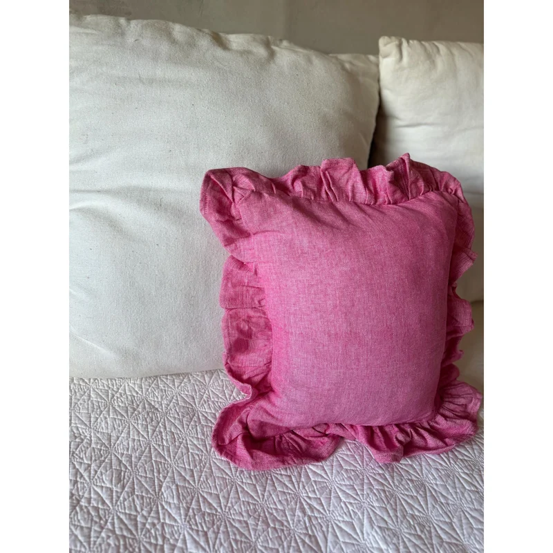 Shabby Chic Baby Girl Pillow Pink Decorative Ruffled Pillow Unique Throw Pillow