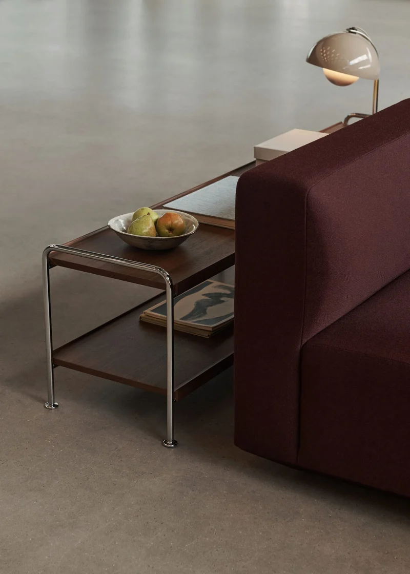 Meuble TV en acier chrome et noyer laqué 162x38x42cm Alima NDS4 - &tradition