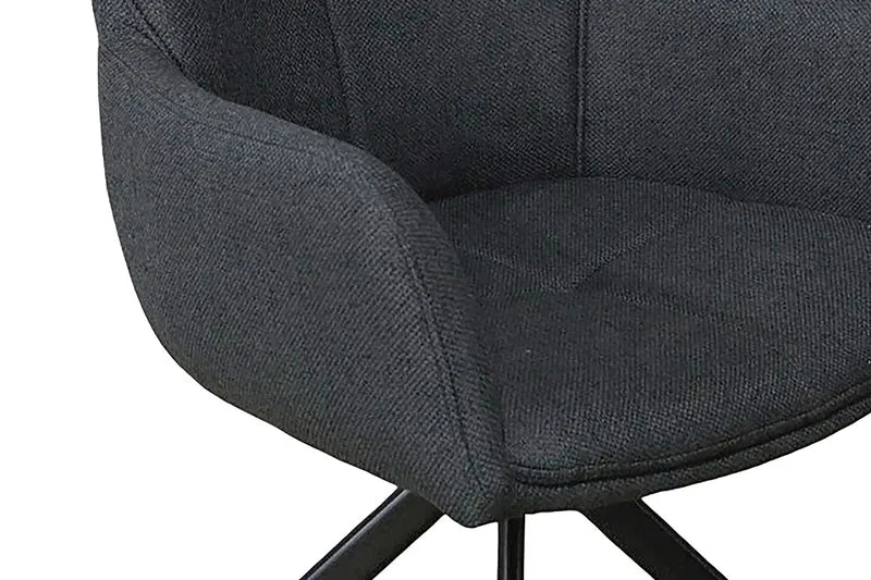 Esszimmerstuhl 2er Set HAMILTON drehbar 360 Grad, Webstoff dunkelgrau, hellgrau oder taupe, Metallgestell schwarz, Küchenstuhl mit Armlehnen, Maße: B 57, H 90, T 63 cm