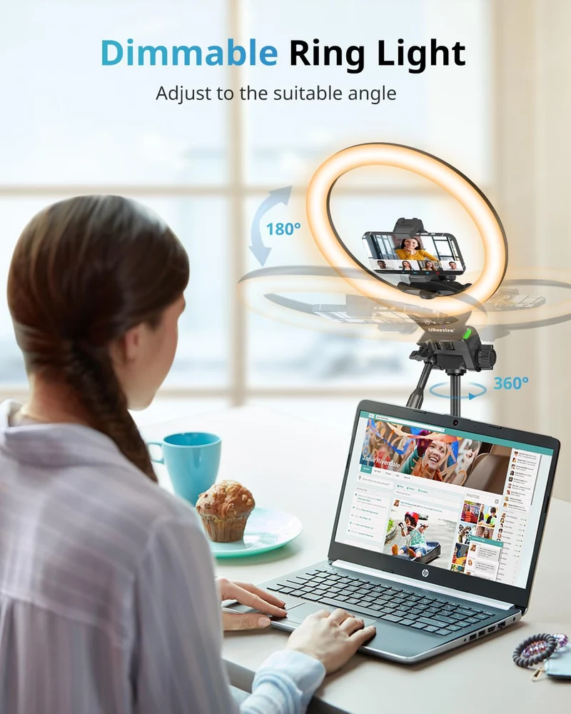 UBeesize 12'' Selfie Ring Light with 62’’ Tripod Stand for Video Recording