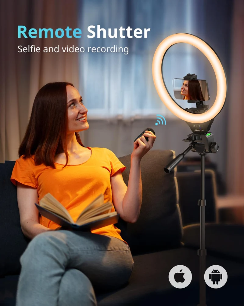 UBeesize 12'' Selfie Ring Light with 62’’ Tripod Stand for Video Recording