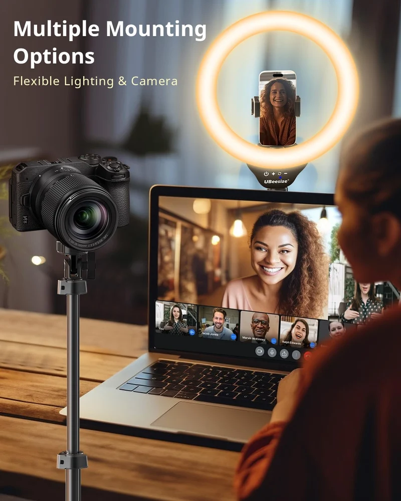 UBeesize 12'' Selfie Ring Light with 62’’ Tripod Stand for Video Recording