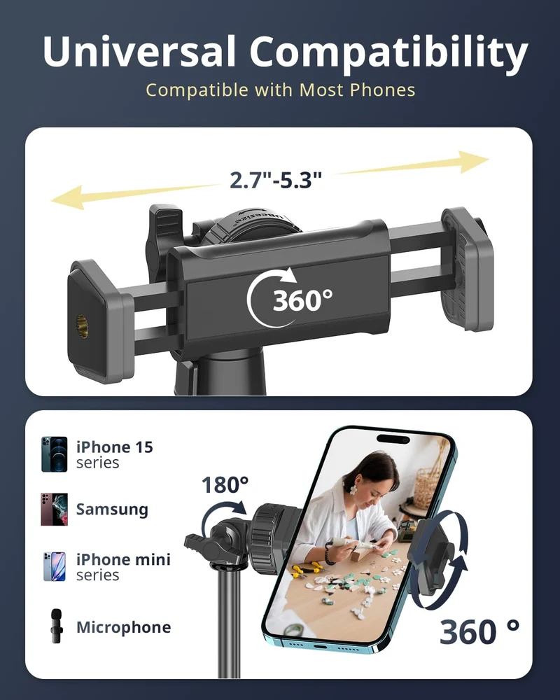 UBeesize 12'' Selfie Ring Light with 62’’ Tripod Stand for Video Recording