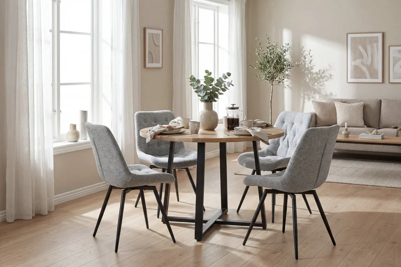 Stuhl 2-er Set ARAGON / Bezug in grau oder taupe, Gestell in schwarz / 360° drehbar / wasserabweisend & Pet Friendly / Esszimmerstuhl / Polsterstuhl / B 47,5 x H 84,5 x T 62,5 cm