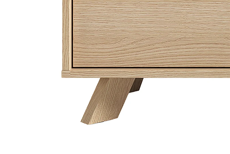Highboard BASTIAN / Eiche bianco, weiß / Griffe und Füße Massivholz Eiche / 3 Türen, 3 Schubladen / viel Stauraum / Kommode / Schrank / Maße: B 120, H 131, T 36,5 cm