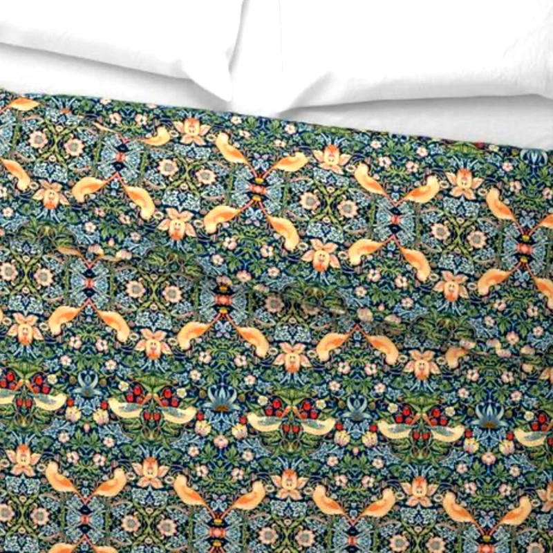 Strawberry Thief Floral Pattern Duvet Cover, Pillow Shams