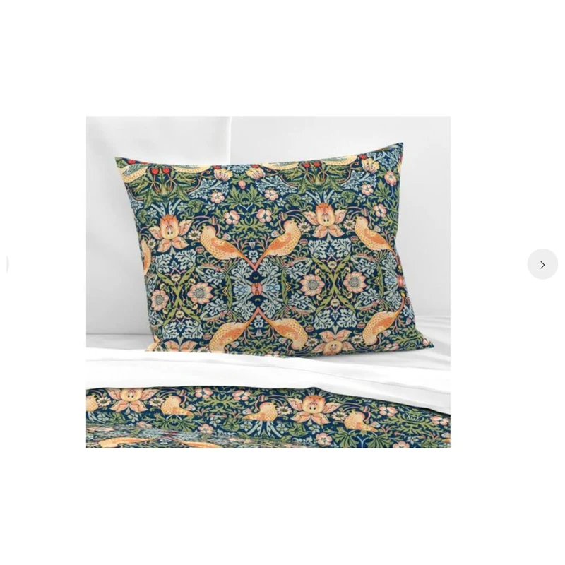 Strawberry Thief Floral Pattern Duvet Cover, Pillow Shams