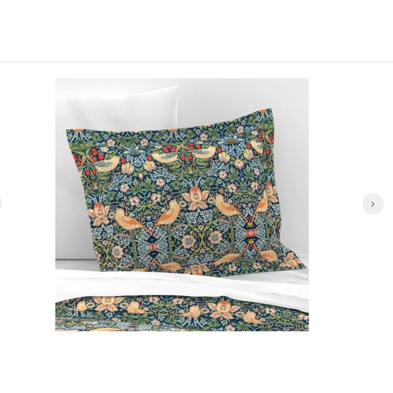 Strawberry Thief Floral Pattern Duvet Cover, Pillow Shams