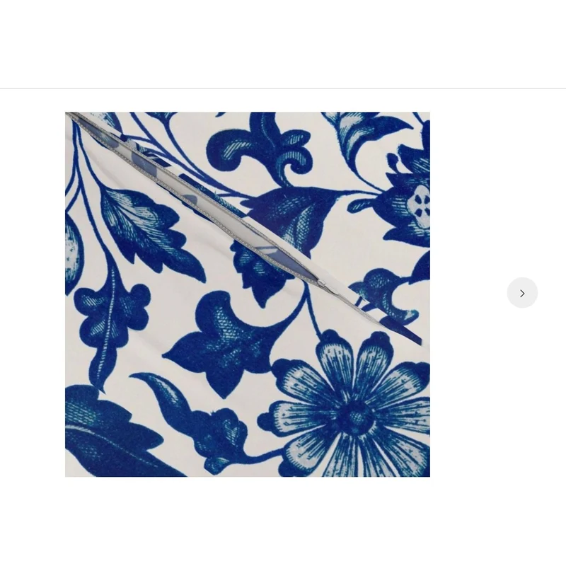 Vintage White Blue Pattern Flowers Cotton Bedding Set Duvet Cover, Pillow Shams
