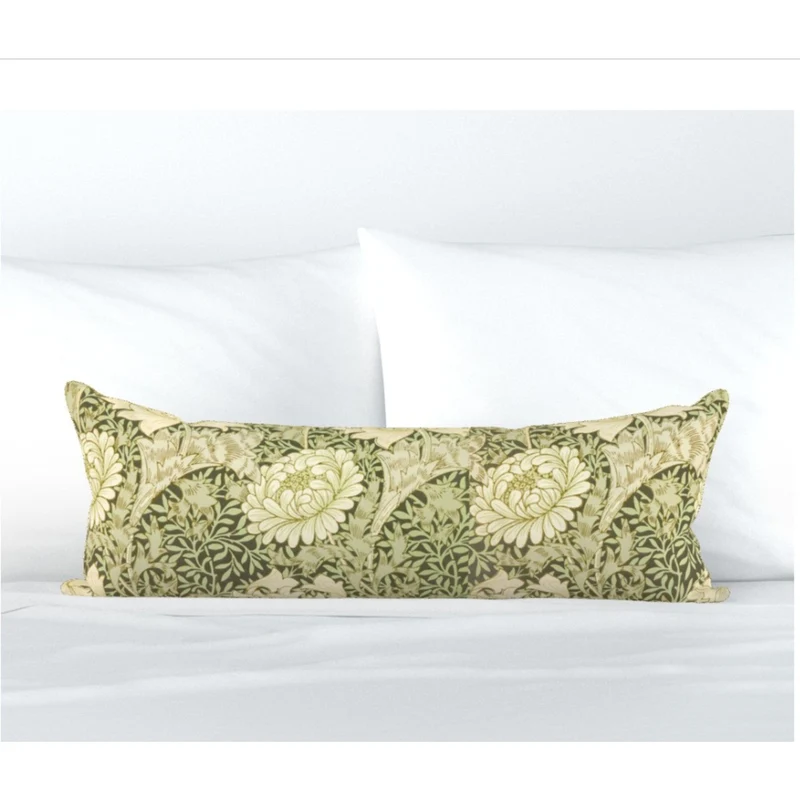 Vintage Inspired Green Lumbar Pillows, Modern Designer Pillow