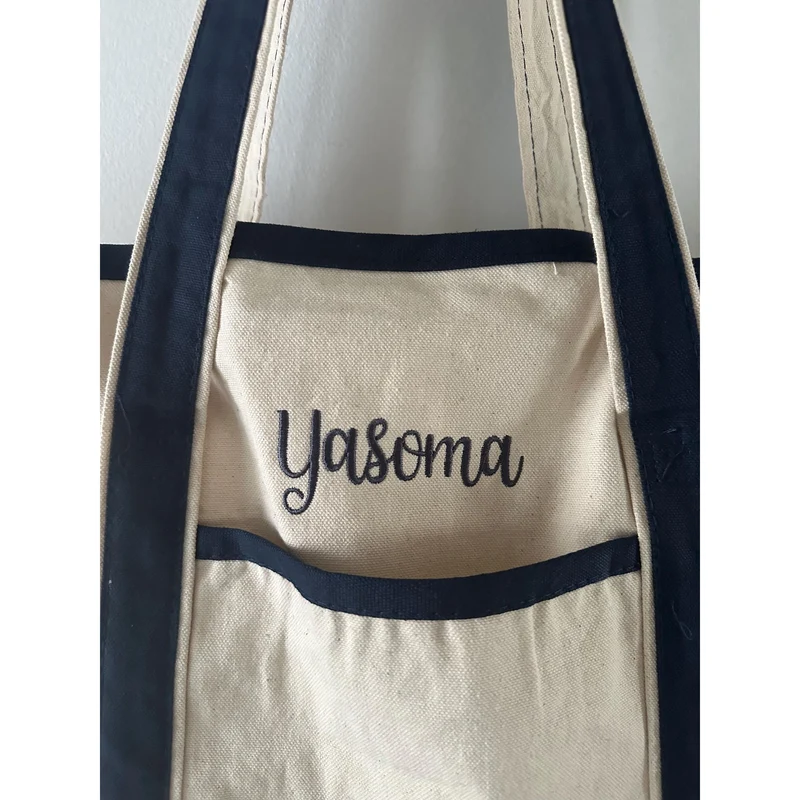 Personalized Name Beach bag Reusable Tote Bags with Pockets, Personalized Travel Bags for Girls Weekend Gifts, Wedding, Bridesmaid Gifts