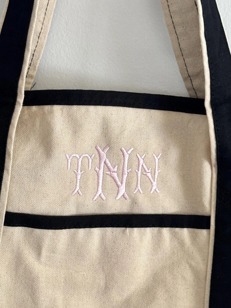 Monogram Canvas Tote Bag Reusable Travel Bag