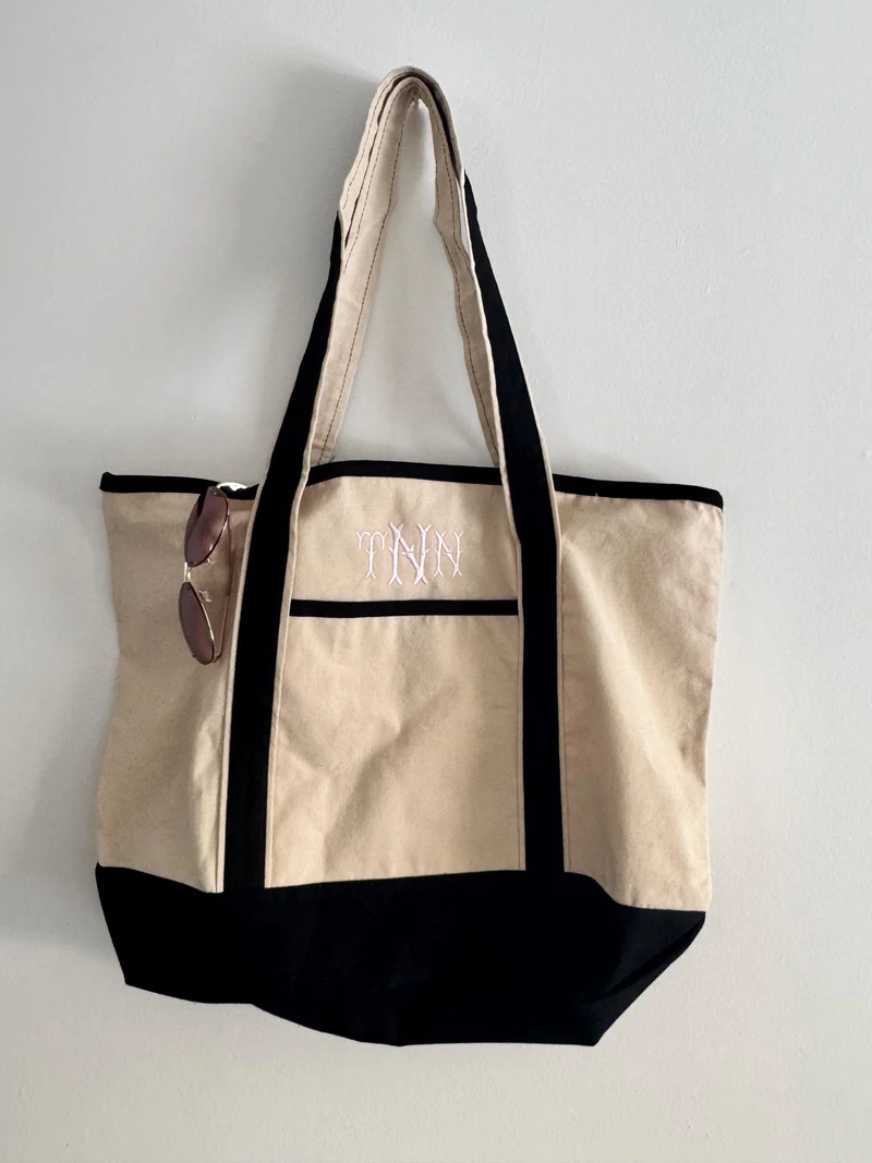 Monogram Canvas Tote Bag Reusable Travel Bag