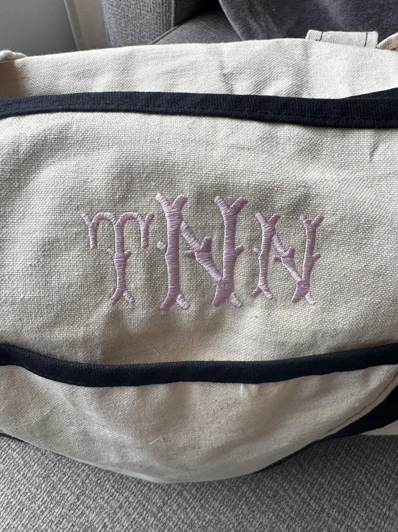 Monogram Canvas Tote Bag Reusable Travel Bag