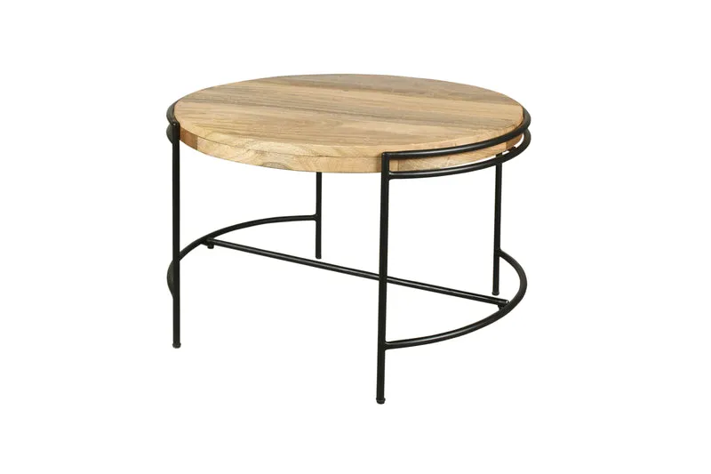 Couchtisch HANNA / Platte Mangoholz massiv / Gestell Metall schwarz / B 60, H 40, T 62 cm