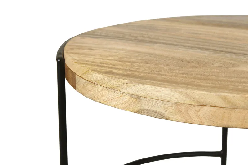 Couchtisch HANNA / Platte Mangoholz massiv / Gestell Metall schwarz / B 60, H 40, T 62 cm