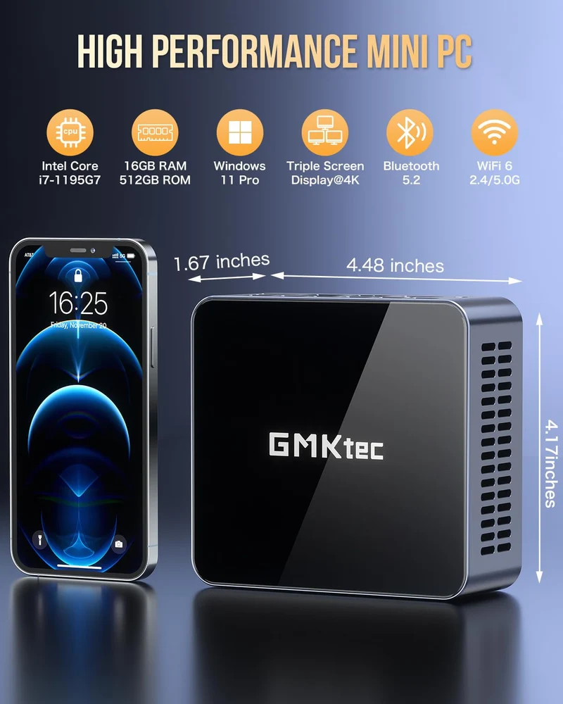 GMKtec Mini PC Intel i7-1195G7(Up to 5.0GHz)