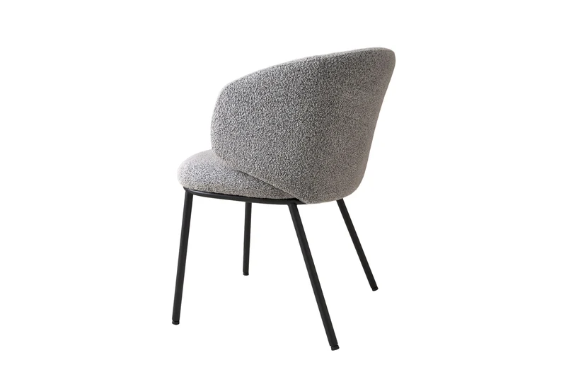 Esszimmerstuhl SUNJA 01, Bezug in Bouclé grau, Untergestell aus Metall schwarz oder Bezug in Bouclé greige, Untergestell aus Metall seidengrau