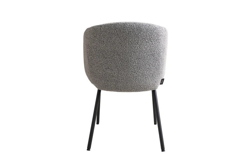 Esszimmerstuhl SUNJA 01, Bezug in Bouclé grau, Untergestell aus Metall schwarz oder Bezug in Bouclé greige, Untergestell aus Metall seidengrau