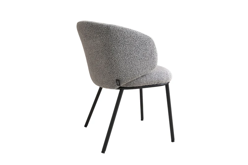 Esszimmerstuhl SUNJA 01, Bezug in Bouclé grau, Untergestell aus Metall schwarz oder Bezug in Bouclé greige, Untergestell aus Metall seidengrau