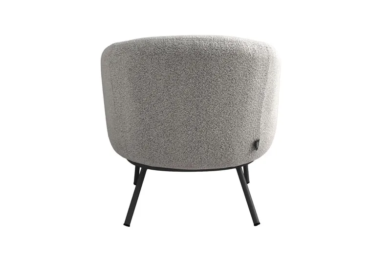 Sessel SELVIK 01, Bezug in Bouclé grau, Untergestell aus Metall schwarz oder Bezug in Bouclé greige, Untergestell aus Metall seidengrau