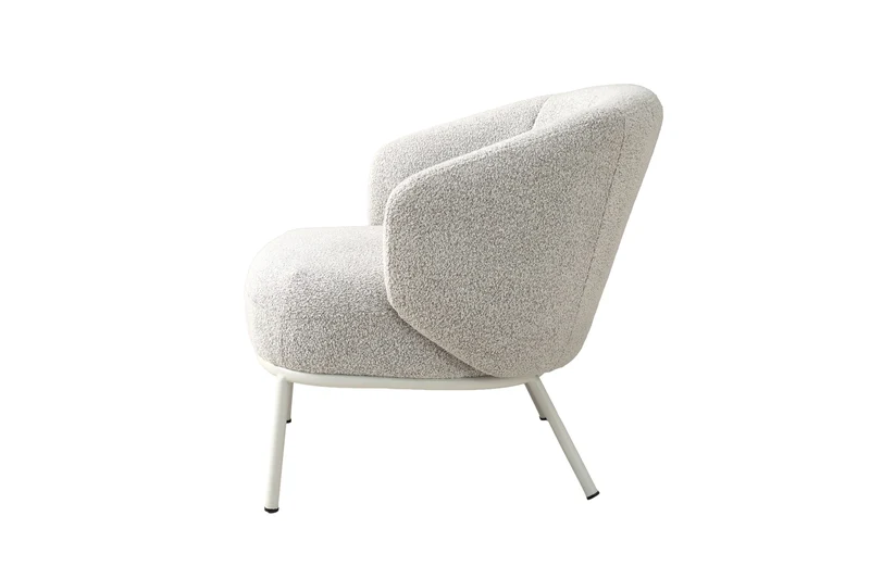 Sessel SELVIK 01, Bezug in Bouclé grau, Untergestell aus Metall schwarz oder Bezug in Bouclé greige, Untergestell aus Metall seidengrau