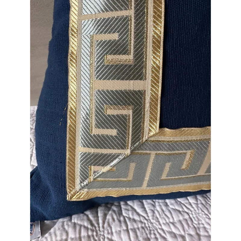 Navy Greek Key Pillow Case, Greek Key Euro Shams, Gold Navy Decorative Pillow