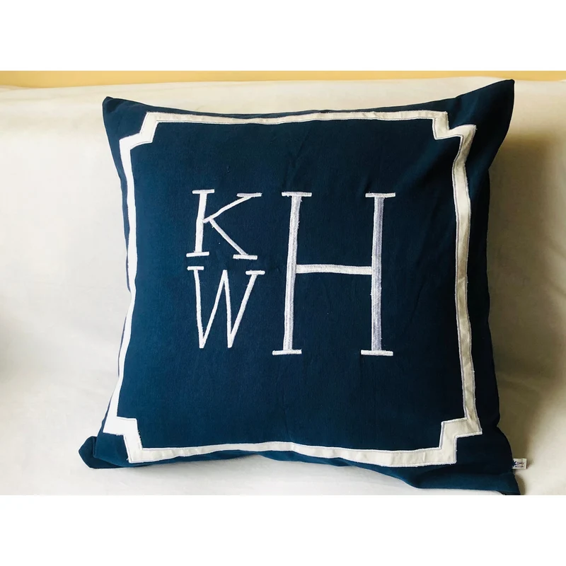 Personalized Monogrammed White Initial Throw Pillows, Monogram White Pillow case for Couch , Gift For Couples for Home Decor