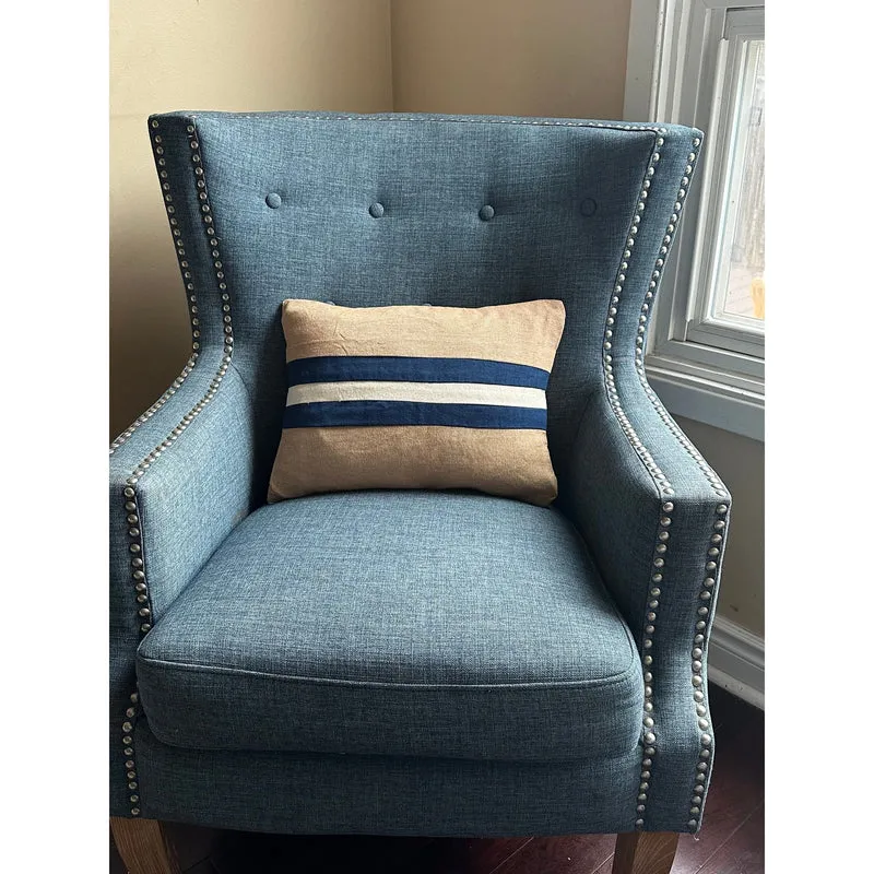 Colorful Lumbar Stripe Throw Pillows, Blue Boho Accent Pillow