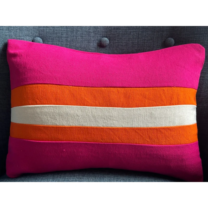 Stripe White Lumbar Throw Pillows, Modern Home Decor for Living Room