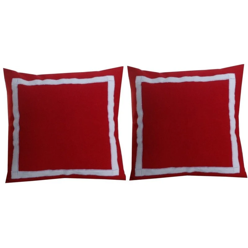 Red Trim Throw Pillows, Border Cushion Cover, Square White Border CoversSnazzy Living