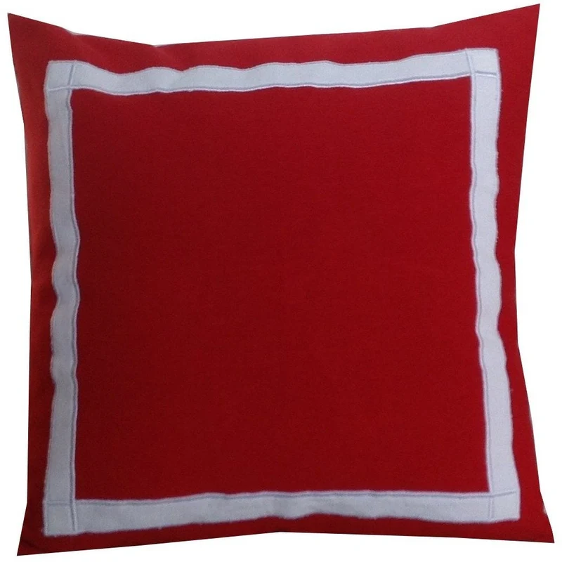 Red Trim Throw Pillows, Border Cushion Cover, Square White Border CoversSnazzy Living