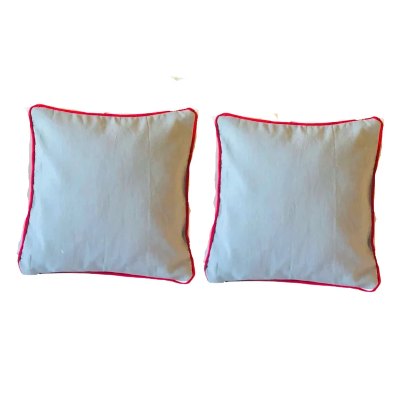 Gray Red Throw Pillows, 18x18 Decorative Pillow Covers With Piping/Welting Snazzy Living
